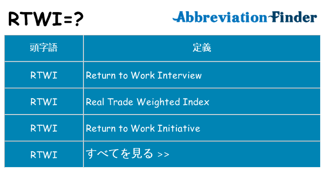 rtwi は何の略します。