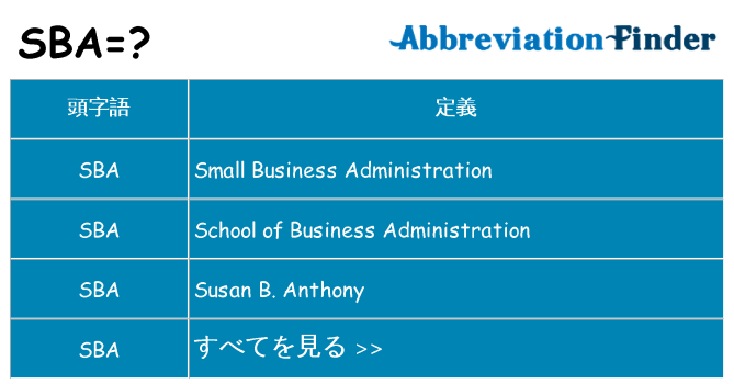 sba は何の略します。
