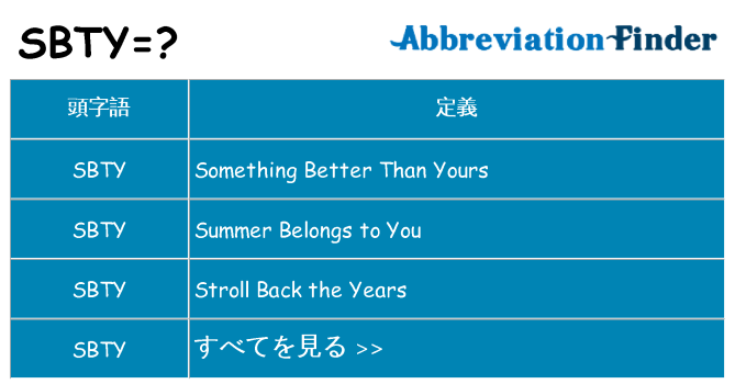 sbty は何の略します。