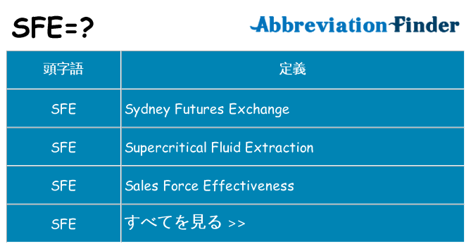 sfe は何の略します。