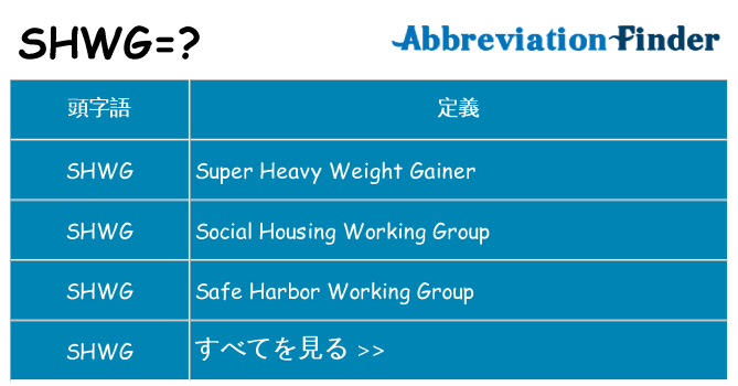 shwg は何の略します。