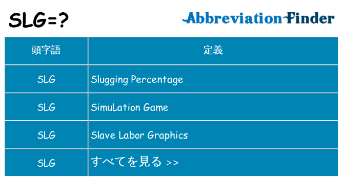 slg は何の略します。