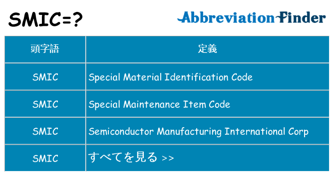 SMIC の意味？-SMIC の定義 |略称のファインダー