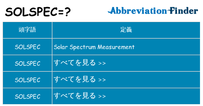 solspec は何の略します。