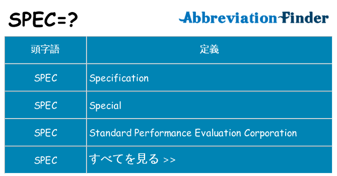 spec は何の略します。