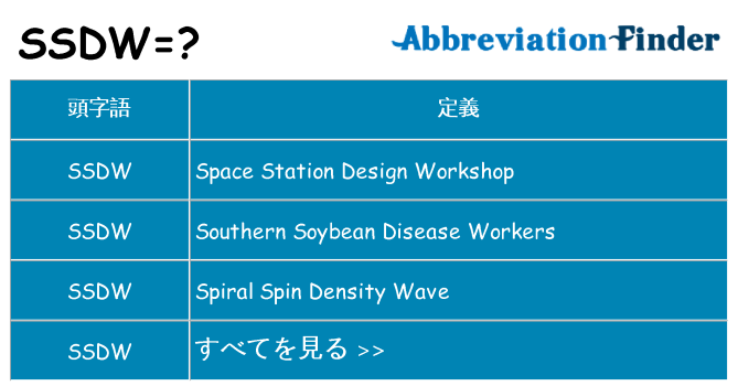 ssdw は何の略します。