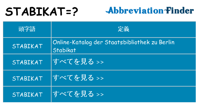 stabikat は何の略します。