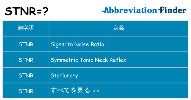 stnr は何の略します。