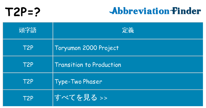 t2p は何の略します。