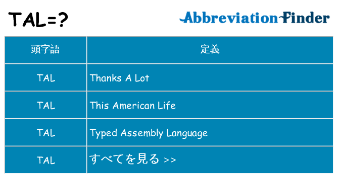 tal は何の略します。