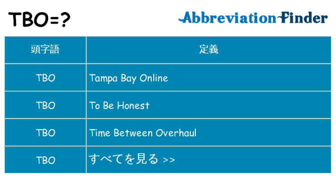 tbo は何の略します。