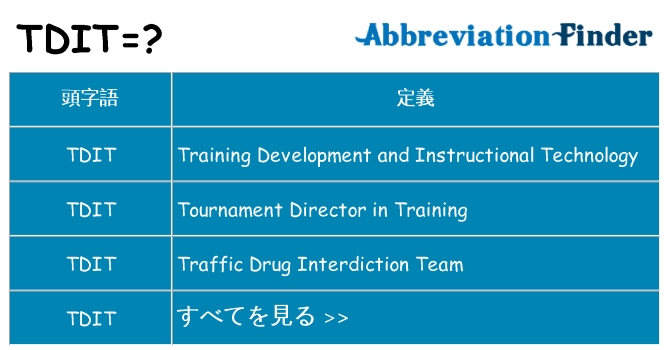 tdit は何の略します。