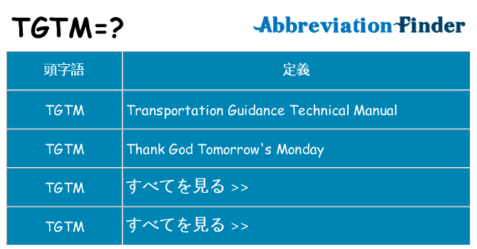 tgtm は何の略します。