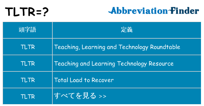 tltr は何の略します。