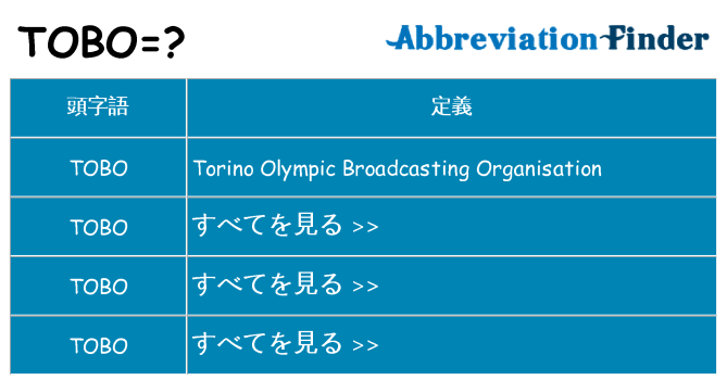 tobo は何の略します。
