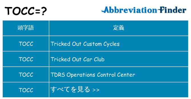 tocc は何の略します。