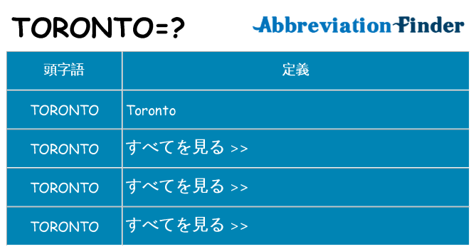 toronto は何の略します。