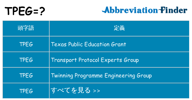 tpeg は何の略します。
