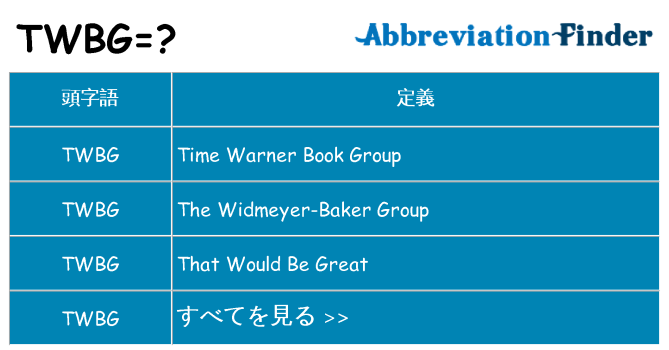 twbg は何の略します。
