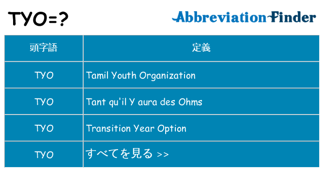 tyo は何の略します。