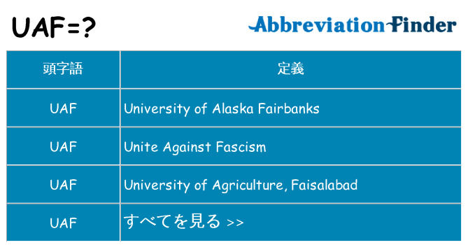 uaf は何の略します。