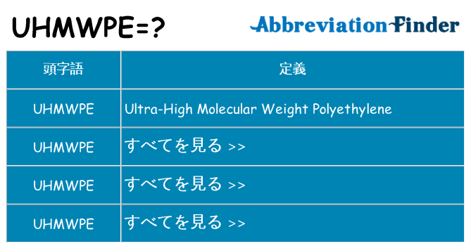 uhmwpe は何の略します。