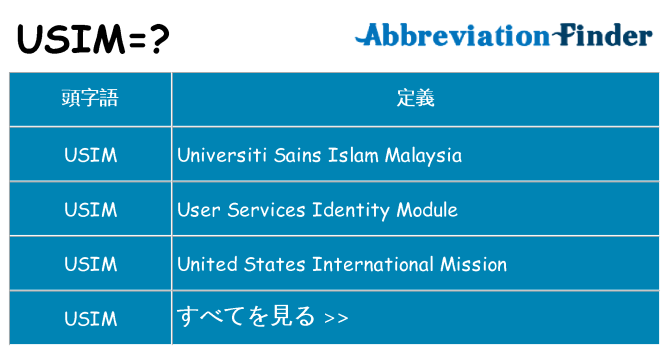usim は何の略します。
