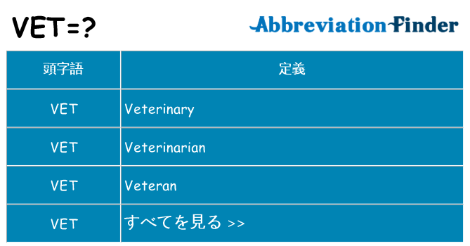 vet は何の略します。