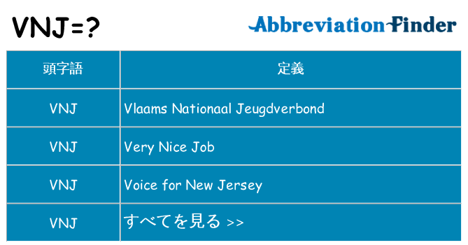 vnj は何の略します。