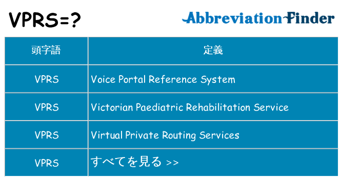 vprs は何の略します。