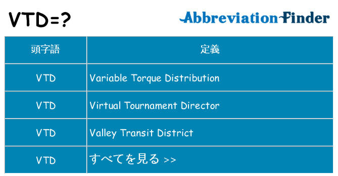 vtd は何の略します。