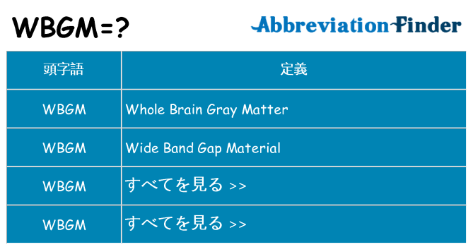 wbgm は何の略します。