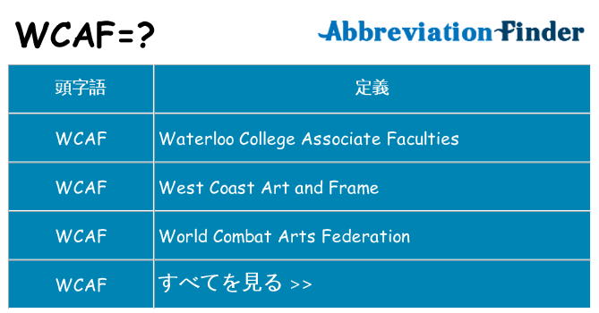 wcaf は何の略します。