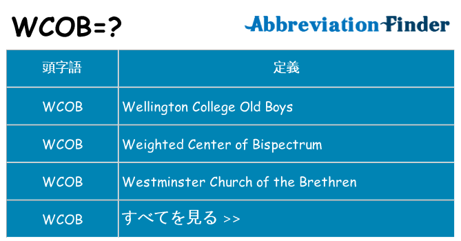 wcob は何の略します。