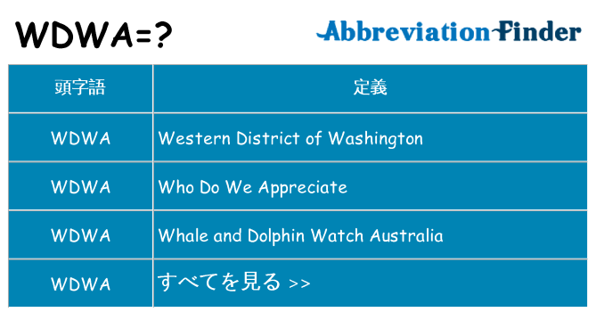 wdwa は何の略します。