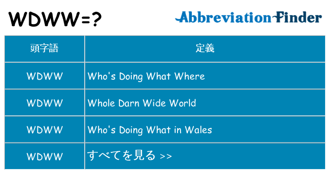 wdww は何の略します。
