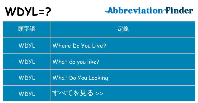 wdyl は何の略します。