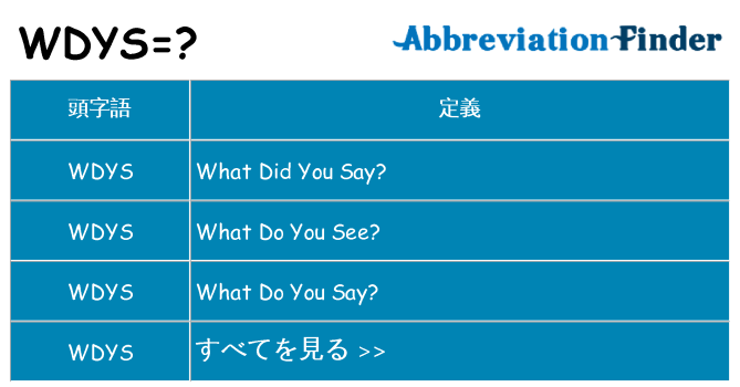 wdys は何の略します。