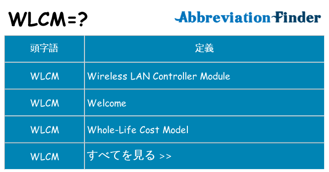 wlcm は何の略します。
