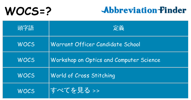wocs は何の略します。