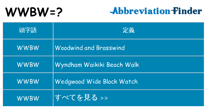 wwbw は何の略します。
