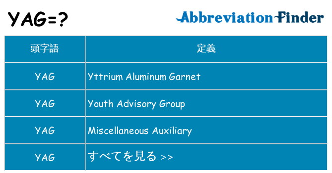 yag は何の略します。