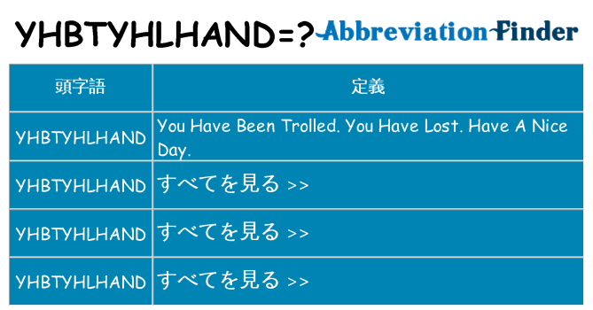 yhbtyhlhand は何の略します。