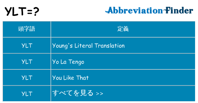 ylt は何の略します。