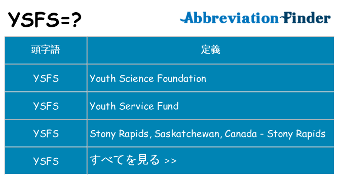 ysfs は何の略します。