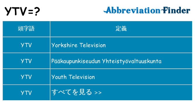 ytv は何の略します。