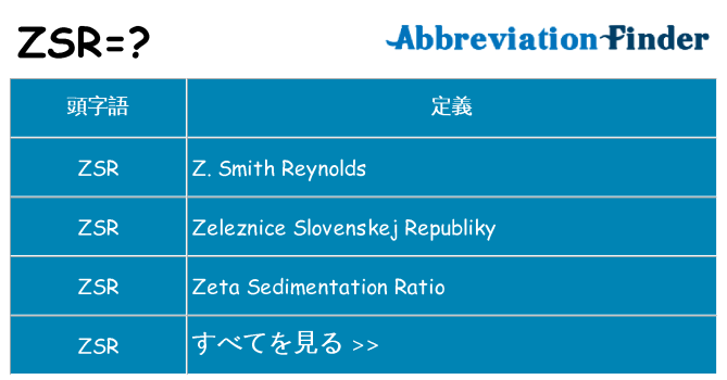 zsr は何の略します。