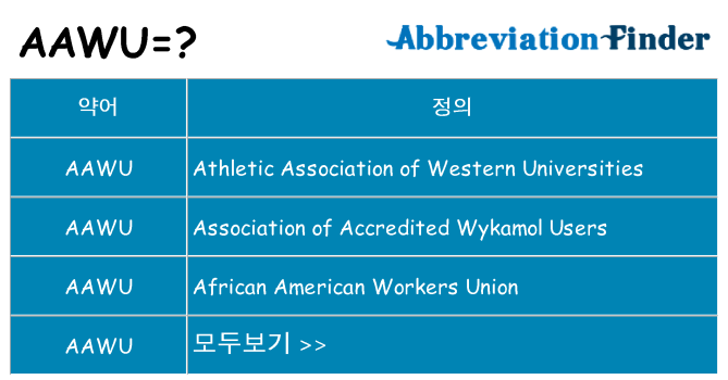 aawu 대 한 무엇을 서가