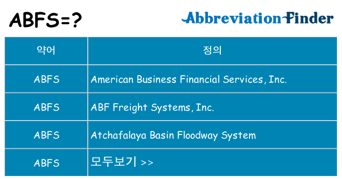 abfs 대 한 무엇을 서가