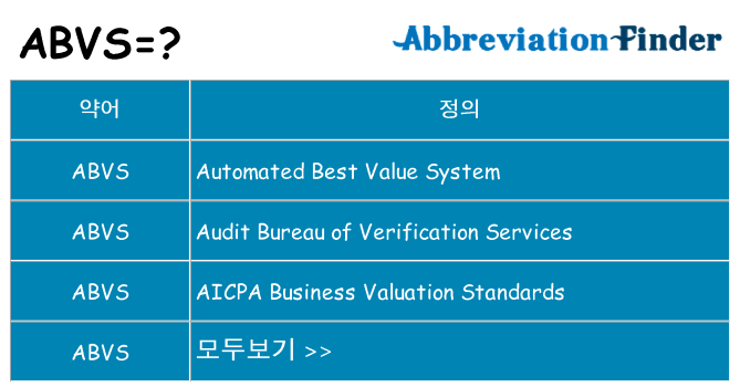 abvs 대 한 무엇을 서가